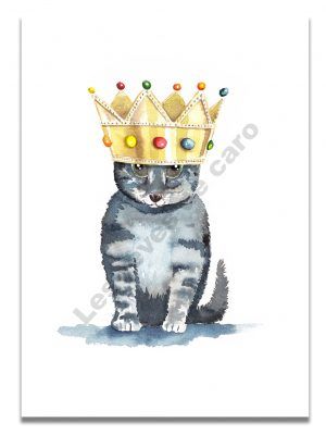 affiche-aquarelle-chat-roi-les-reves-de-caro
