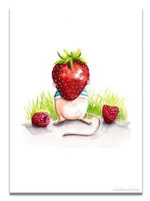 affiche-aquarelle-souris-fraise-les-reves-de-caro