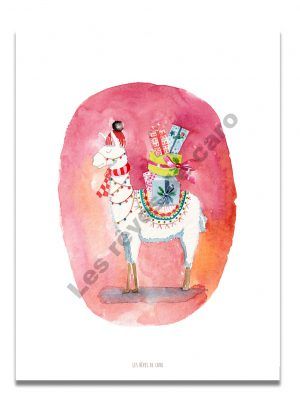 affiche-aquarelle-Lama-Christmas-Mood-les-reves-de-caro