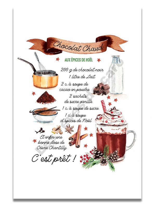 affiche-aquarelle-recette-chocolat-chaud-les-reves-de-caro