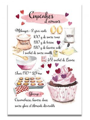 affiche-aquarelle-recette-cupcake-amour-les-reves-de-caro