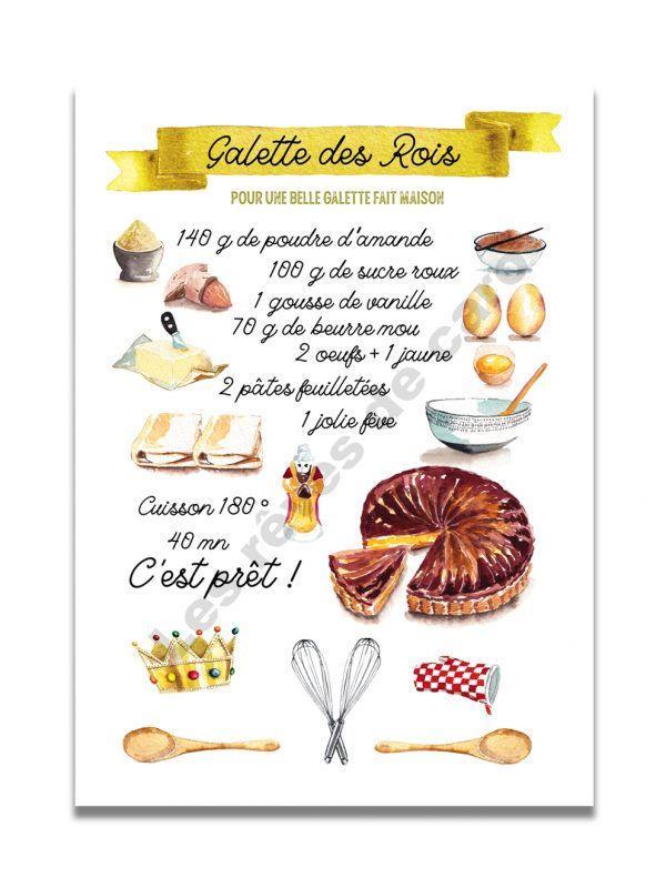 affiche-aquarelle-recette-galette-rois-50-70-les-reves-de-caro