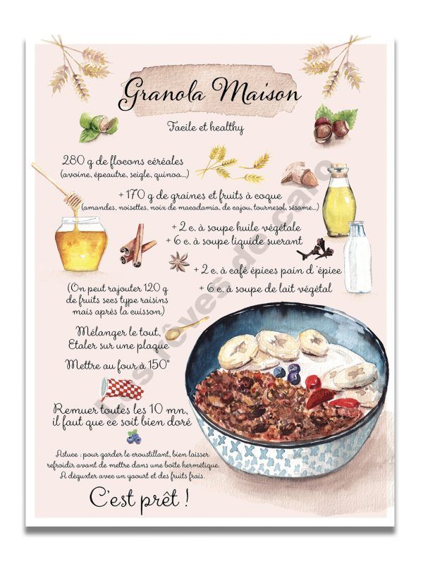 affiche-aquarelle-recette-granola-les-reves-de-caro
