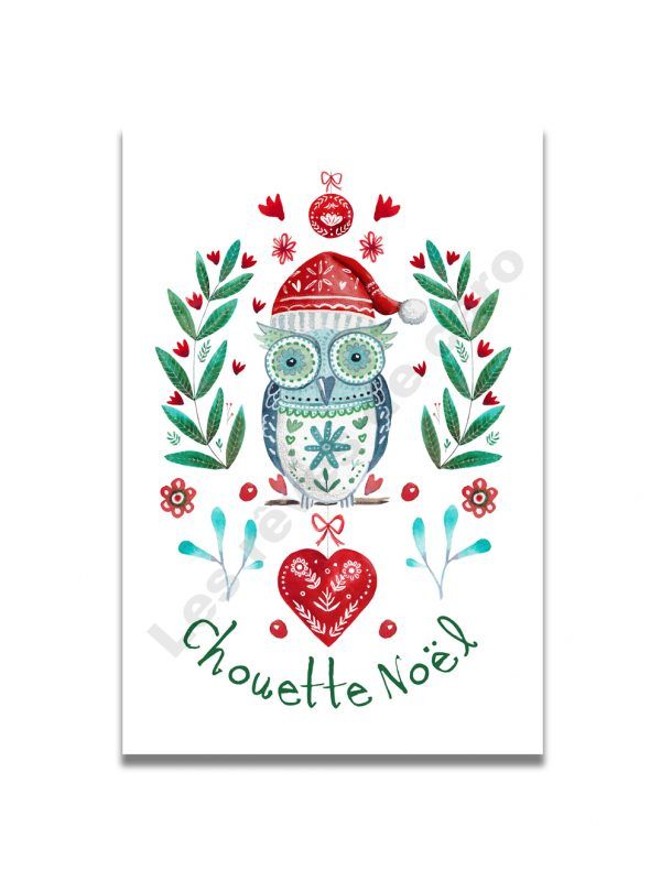 cartes-aquarelle-chouette-noel-les-reves-de-caro