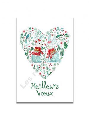 cartes-aquarelle-lapins-folk-meilleurs-voeux-les-reves-de-caro
