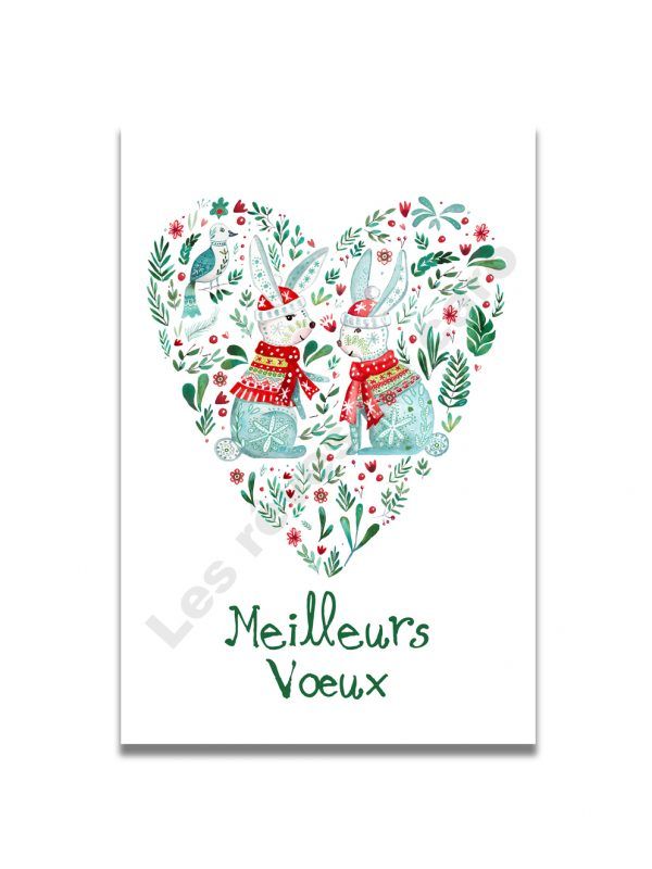 cartes-aquarelle-lapins-folk-meilleurs-voeux-les-reves-de-caro